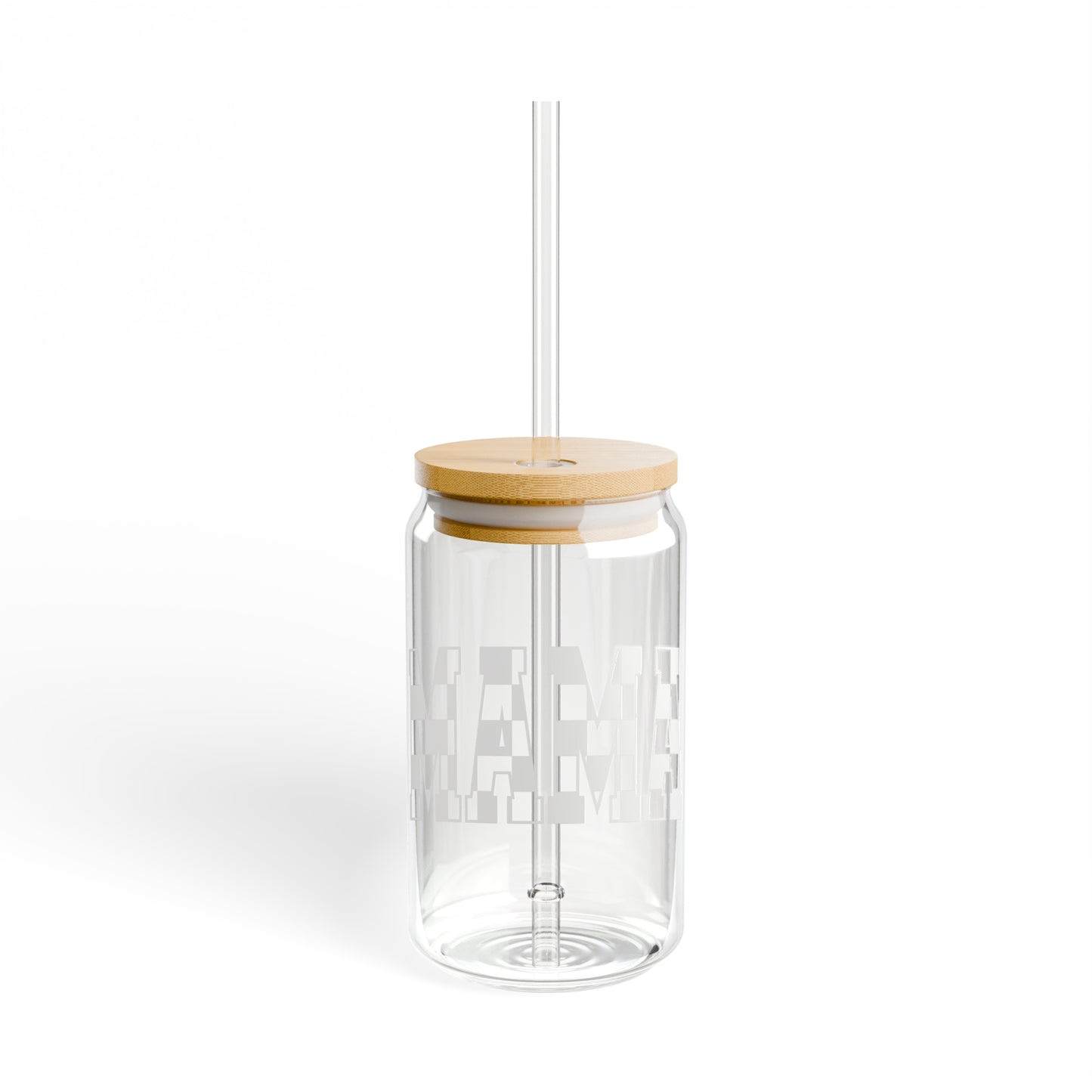 White Checkered Mama 16oz Glass