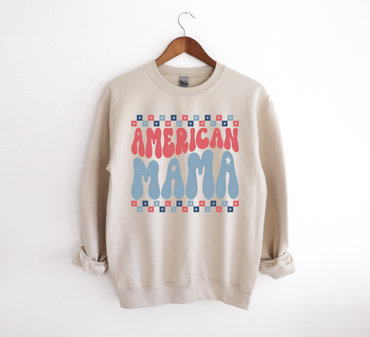 Patriotic American Mama Crewneck Sweatshirt